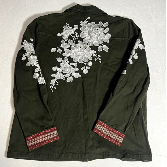 NWT Driftwood Womens Embroidered Military Jacket Green Size Medium - Picture 9 of 14
